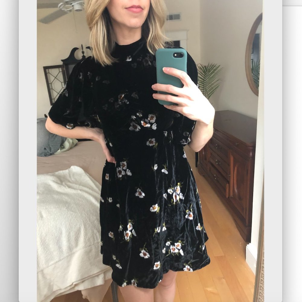 Free People Be My Baby Velvet Floral Mini